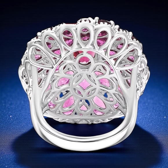 D’Joy Tanzanian Wine Garnet Flower in Rhodium Over Sterling - Picture 4 of 6